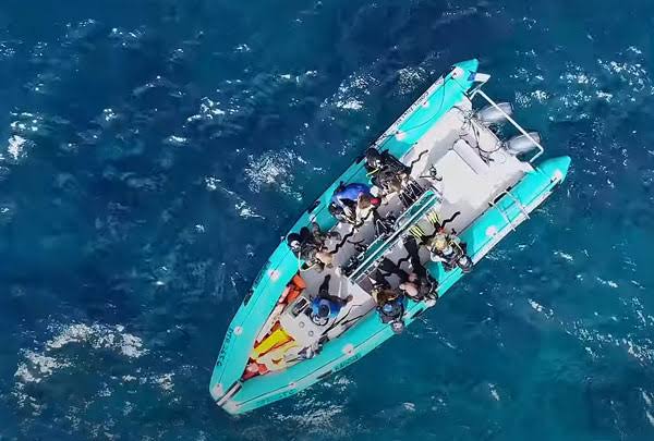 Travellers exploring a scenic destination